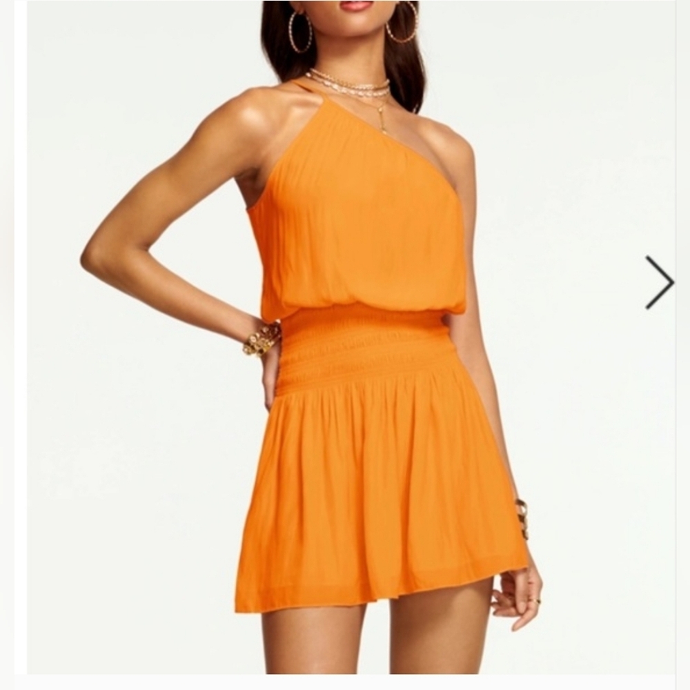 Ramy Brook One-Shoulder Orange Mini Dress